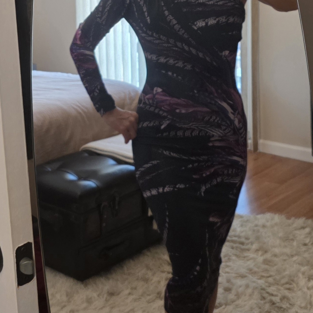 Roberto Cavalli Black and Purple Midi Dress